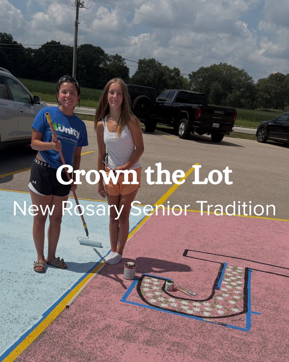 ✨ Before the start of the school year, the Class of 2026 kicked off a new Rosary tradition: Crown the Lot! 

Seniors left their mark in true Royal style, turning the parking lot into a canvas of creativity and spirit. 👑💙 

#CrownTheLot #RosaryCollegePrep