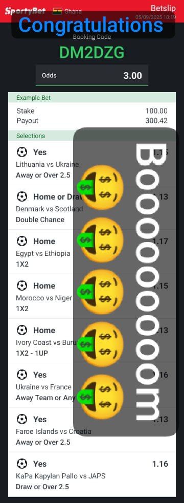 2to3ODDS's tweet image. Congratulations to those who staked🤑🤑🤑
Follow our daily odds on 👇👇👇👇
whatsapp.com/channel/0029Vb…
#bettingcode #Sportybet #betway #internationalbreak #Congratulations