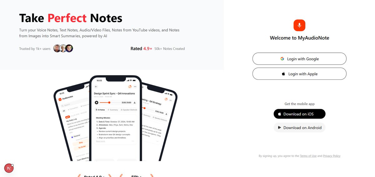 codeXanuj's tweet image. Day 4 of building MyAudioNote 🚀
🎙️ This app transforms your voice recordings into smart text summaries (and much more ).
✅ Built the Footer
✅ Designed the Pricing Page
✅ Added the Login Page
Exciting things ahead—stay tuned for more updates
#100DaysOfCode #buildinginpublic