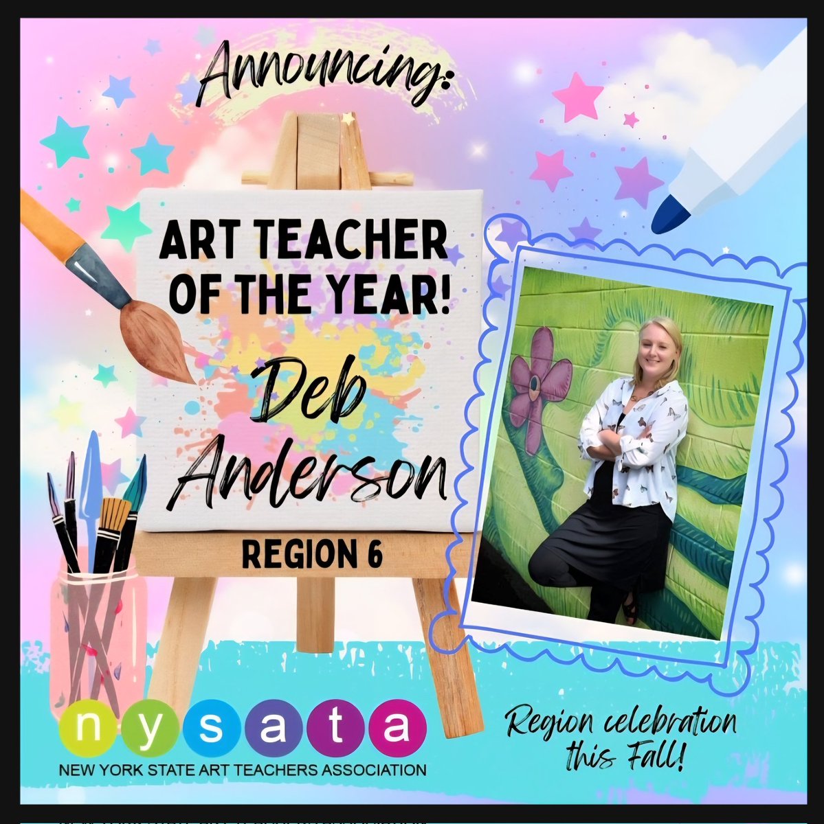 NYSATA Region 6 Art Teacher of the Year is... DEB ANDERSON! 🎉🎨🖌🖼 Come celebrate with us this fall!