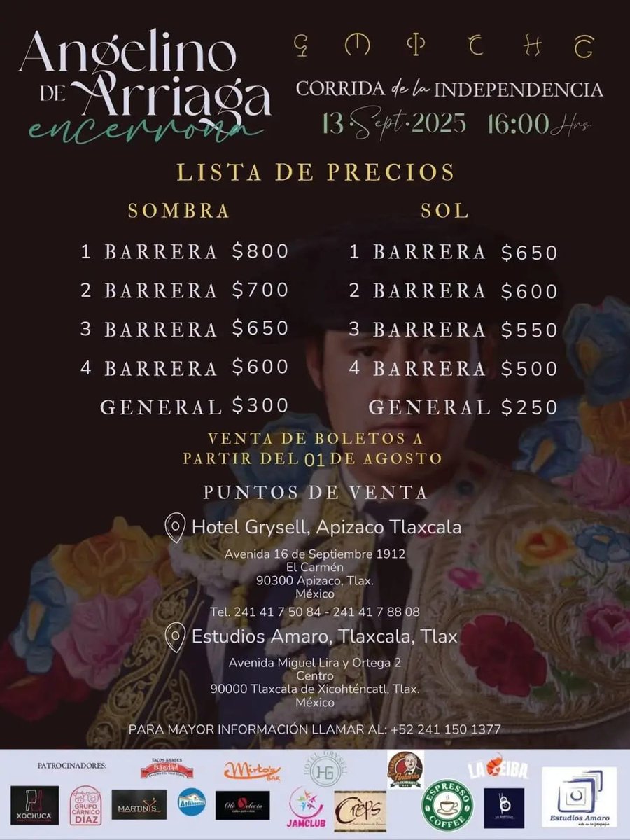 Sábado 13 de septiembre, encerrona del matador <a href="/angelinodea/">Joaquin Angelino de Arriaga</a> #Tlaxcala