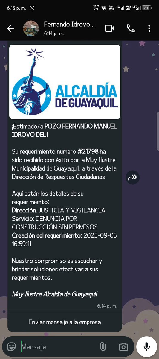 SamitaFuentes's tweet photo. El día de hoy nuevamente mi esposo puso una denuncia, por favor solicito su atención @alcaldiagye @181Responde https://t.co/0AxofxATN5