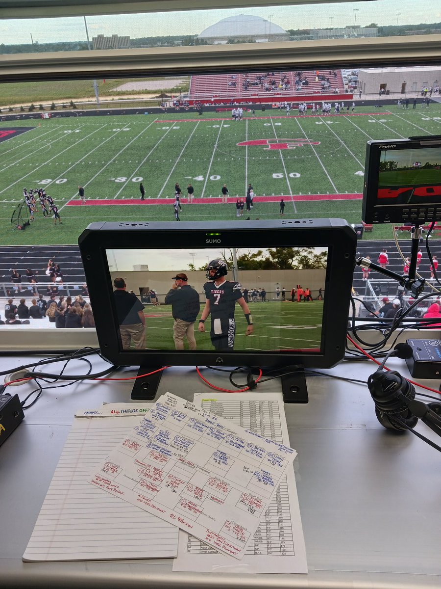 Getting ready to do the call of the Cedar Falls vs. #8 Pleasant Valley game on CFTV.  Tigers wearing new black uniforms for this evening's game