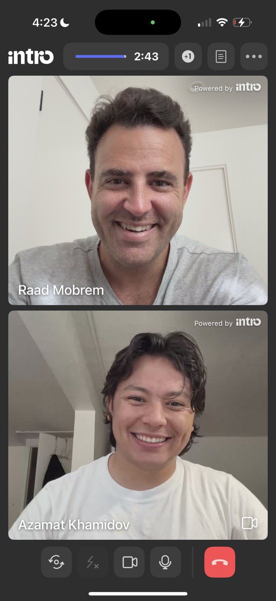 I had a great <a href="/useintro/">Intro</a> session with <a href="/diartify/">Azamat Khamidov</a> about his AI company. He’s growing, profitable, and has had a few investors reach out. He wanted to know if raising capital was the right move, how to think about market size, etc. 

Loved his story. Love helping people grow faster.