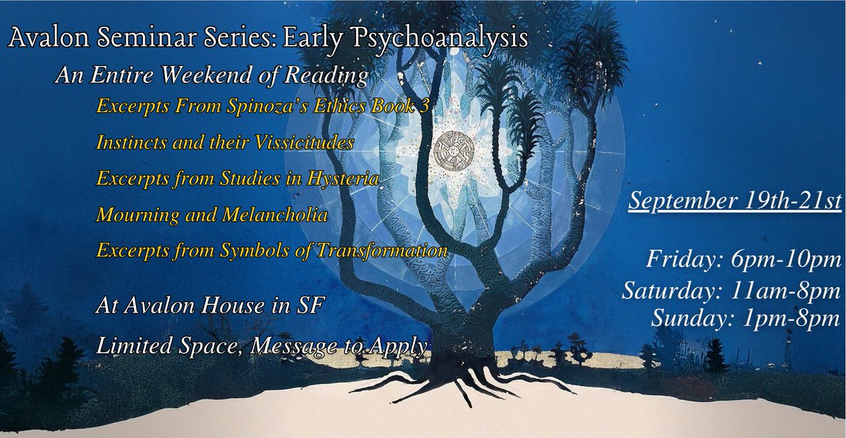 Our first official seminar will be in two weeks! We'll have about ten people, collectively reading and discussing  excerpts from Spinoza, Jung, and several papers from Freud over the course of the weekend. DM us to apply. Some familiarity with the field is preferred