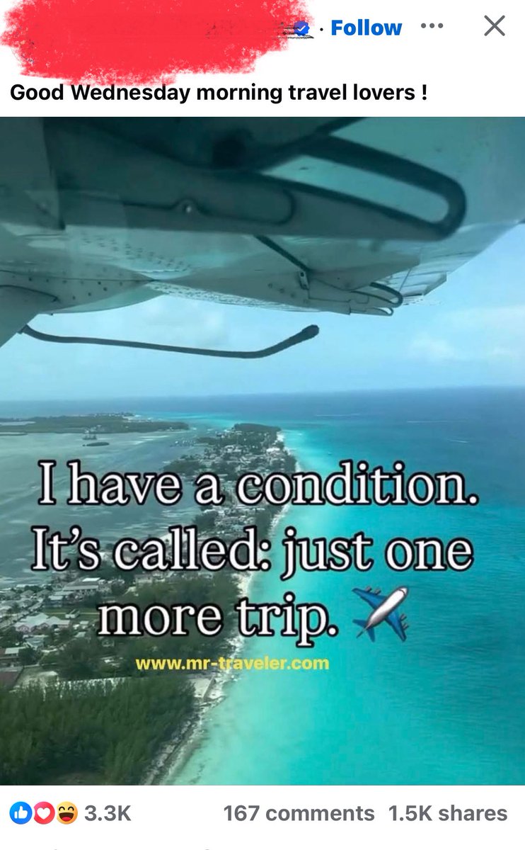 Coach Corey (@coreycreates) on Twitter photo This page simply shared a pic from another travel page and got over 5% of their followers to engage.
I guess the lesson here is….don’t overthink the posting?
Not sure I could do it. Would love one of you pros to weigh in <a href="/dotsokt/">Dotsokt</a> <a href="/AndySkraga/">Andy Skraga | Make Money On Facebook</a> <a href="/publisherinabox/">Publisher in a Box</a> This page simply shared a pic from another travel page and got over 5% of their followers to engage.
I guess the lesson here is….don’t overthink the posting?
Not sure I could do it. Would love one of you pros to weigh in <a href="/dotsokt/">Dotsokt</a> <a href="/AndySkraga/">Andy Skraga | Make Money On Facebook</a> <a href="/publisherinabox/">Publisher in a Box</a>