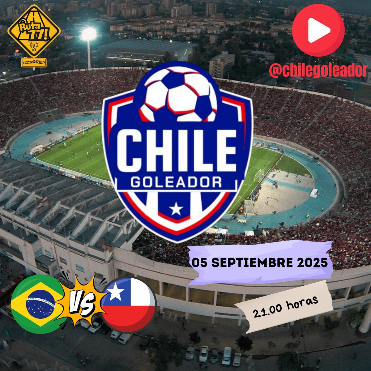 🚨 Atención! 🚨
El programa post partido que hicimos ayer estará disponible nuevamente por <a href="/radioruta77/">Radio Ruta 77</a> a las 21 hrs  📻🎙⚽️
No te lo pierdas con todo el análisis y la mejor conversación futbolera 🔥

#FutbolChileno #PostPartido #Ruta77 #ChileGoleador