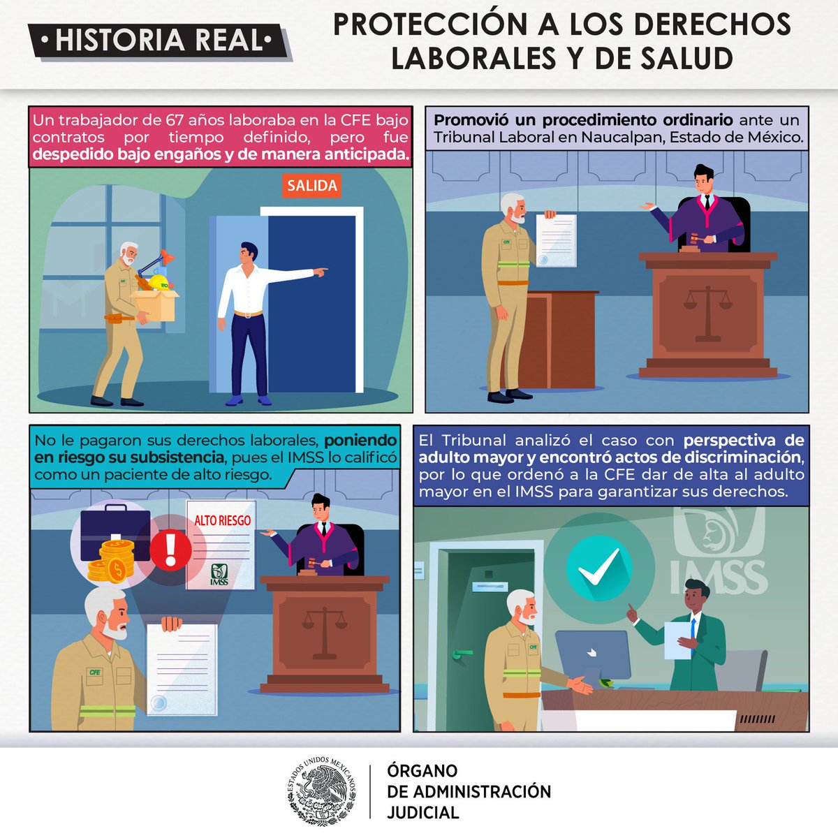 #SentenciaEn1Minuto ⏰| Un adulto mayor 👴🏻 fue despedido injustamente y discriminado, pero la justicia federal protegió sus derechos laborales y de salud 🏥. 

👀 Lee la sentencia 👉 bit.ly/45WjjBa