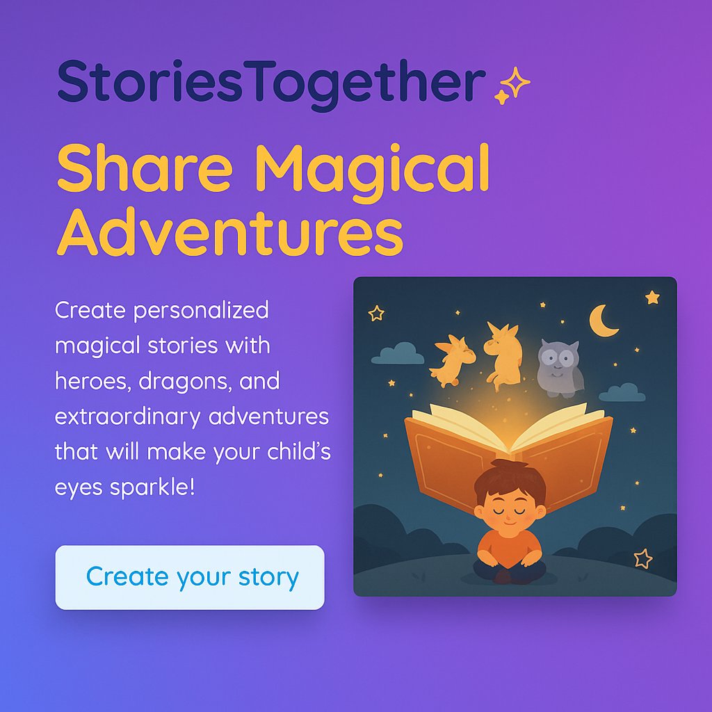 RamzIApps's tweet photo. Beta update: crisper illustrations + instant language switch per story. Create a personalized bedtime story in ~2 minutes. Ages 3–12. EN/FR/ES/DE/IT → https://t.co/J7oqLSW1F7 ✨

#buildinpublic #StoryTime #Parenting #BedtimeStories #bedtimestoriesforkids https://t.co/qdSbkNmPfm