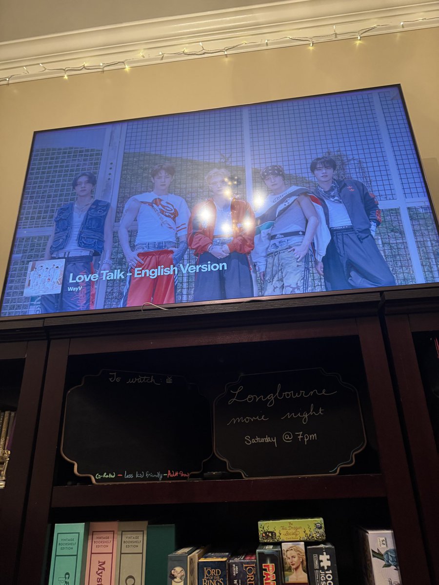 longbournehouse's tweet photo. “I’m never going to be able to hear this song without thinking about how many pairs of pants they’re wearing!”

#wayv #lovetalk #gamenight https://t.co/aq86nW1YvC
