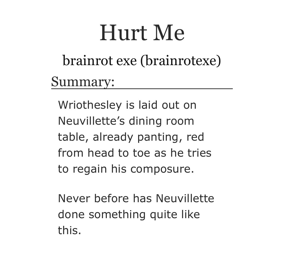 This may or may not be insane 🫣🔞

#neuvithesleyweek2025 #neuvithesley | NSFW | 3.1k

archiveofourown.org/works/70389621
