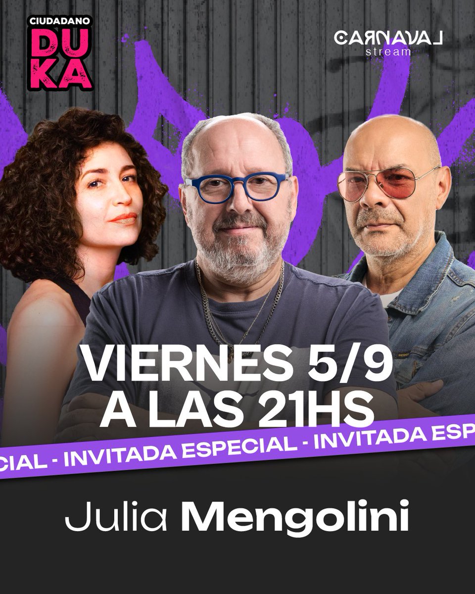 Carnaval Stream (@carnavalstream) on Twitter photo Sabés quién viene hoy?
👉<a href="/juliamengo/">Julia Mengolini</a>
Esto se va poner bien interesante
Duka ya está acá esperándola, sumate youtube.com/live/x4e75RQHz… Sabés quién viene hoy?
👉<a href="/juliamengo/">Julia Mengolini</a>
Esto se va poner bien interesante
Duka ya está acá esperándola, sumate youtube.com/live/x4e75RQHz…