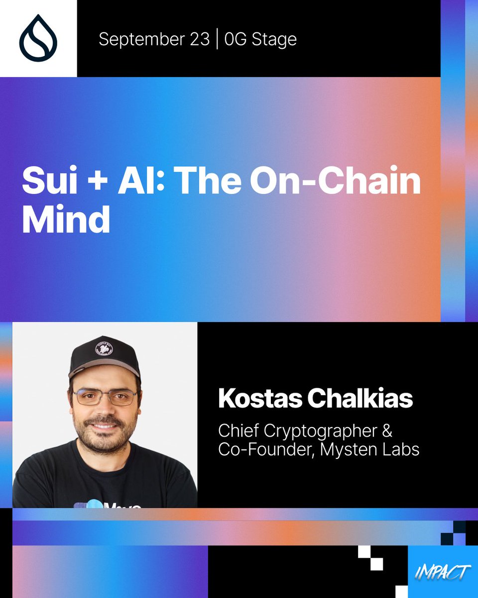 Sui + AI：链上思维 活动海报，展示 Kostas Chalkias