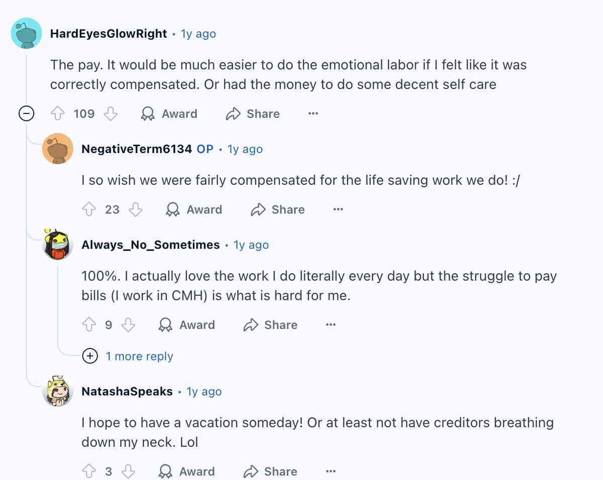 Therapists in America are struggling, according to Reddit. What's happening? Is this a minority view or a consensus?
 
Here are snapshots of challenges faced by mental health providers in group practices and large therapy apps:
reddit.com/r/askatherapis…