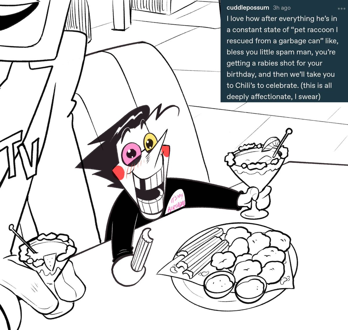 Someone, PLEASE take him to Chili's

#spamton #deltarune