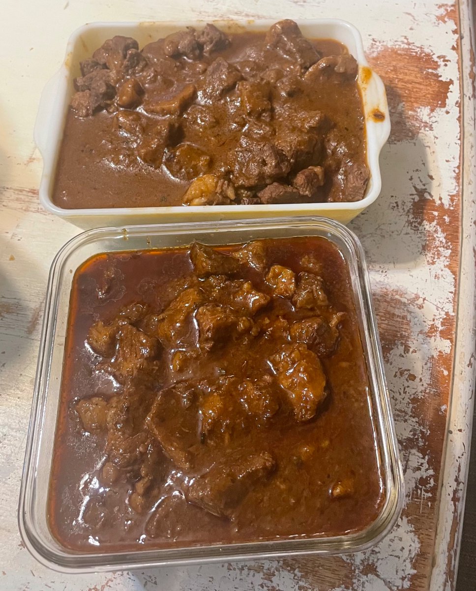 Carne Guisada on top and Texas all meat chili on the bottom.
When you find an almost to old brisket in your freezer and don’t want to mess with smoking it.