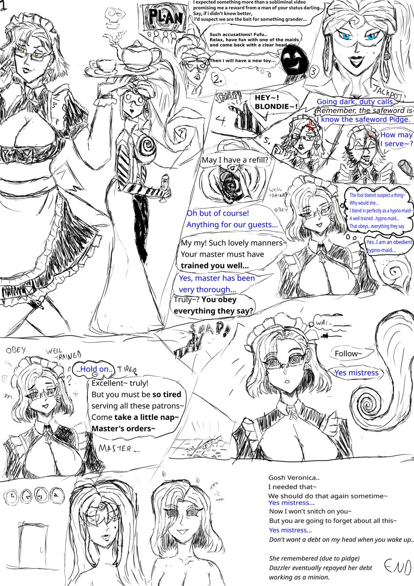 FInally concluded the crossover comic with majinnsfw's veronica, follow him and his work on the skys~ looks like not everything went according to dazzlers plans...but im sure she will bounce back~
alt eyed version also there