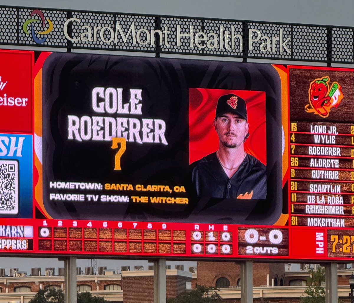 ⁦<a href="/GasGhostPeppers/">Gastonia Ghost Peppers</a>⁩ game to see Luke’s former Cub teammate Cole Roederer. Beautiful stadium!