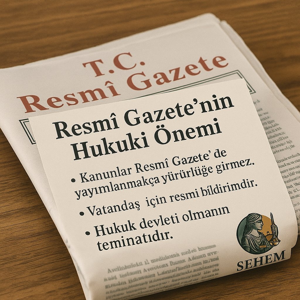📌 Resmî Gazete’nin önemi nedir?
⚖️ Bir kanun veya karar, Resmî Gazete’de yayımlanmadıkça yürürlüğe girmez.
👀 Vatandaş “duymadım” diyemez; çünkü Resmî Gazete herkese resmî bildirim sayılır.
📚 Hukuk devleti olmanın en temel aracı: şeffaflık ve erişilebilirliktir.

#ResmiGazete