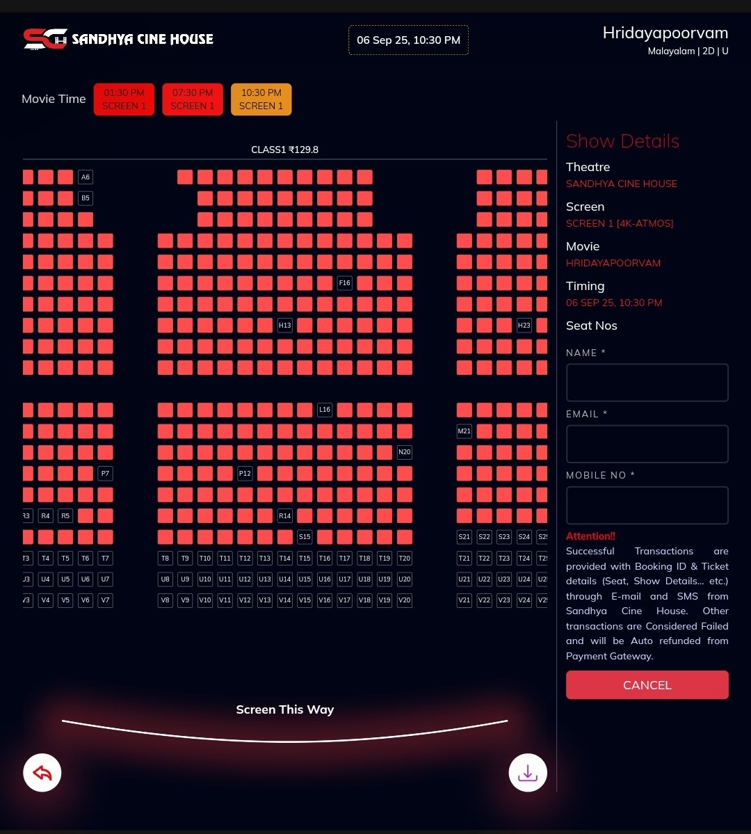 Few Tickets Left at Balussery Sandhya   for the Day💥👊
Grab Your Tickets Now...!!⚡
#Hridayapoorvam #Mohanlal