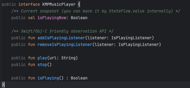 oscar_kotlin's tweet image. I needed to make a very simple audio player with an infinite loop for the app. 

I wanted to use Skia on iOSMain, but it was taking too much time, so I decided to change the approach and use an interface instead. 

It was easy, I just created the interface in Kotlin and then made…