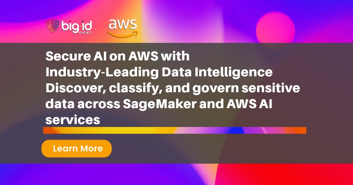 bigidsecure's tweet image. GenAI is only as secure as the data it’s trained on. 🧠

#BigID scans Amazon Web Services (AWS) SageMaker models + datasets for PII and privacy risks, so you can move fast, achieve compliance, and build AI responsibly. 👉 bit.ly/3FbLz9M

#AWS #SageMaker #AICompliance