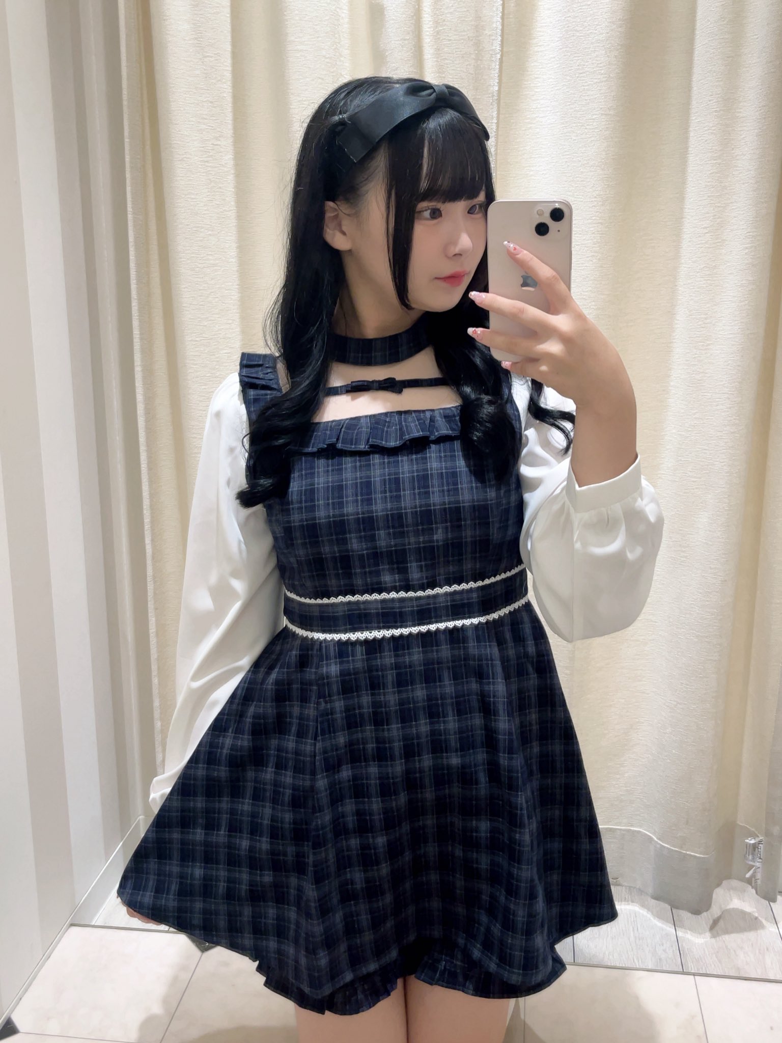 ✨極美品✨evelyn リボンロンパース ギンガムチェック タイリボン evelyn リボンロンパース ギンガムチェック ラベンダー レース