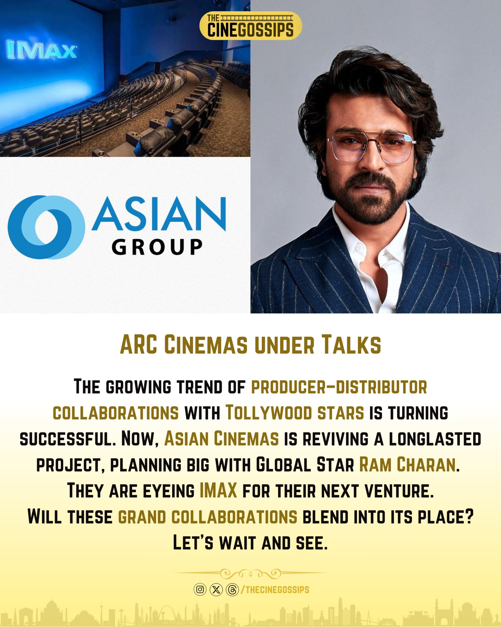 The Cine Gossips on X: "ARC Cinemas under Talks. #RamCharan #Peddi  #AsianCinemas https://t.co/kRYfNahGqW" / X