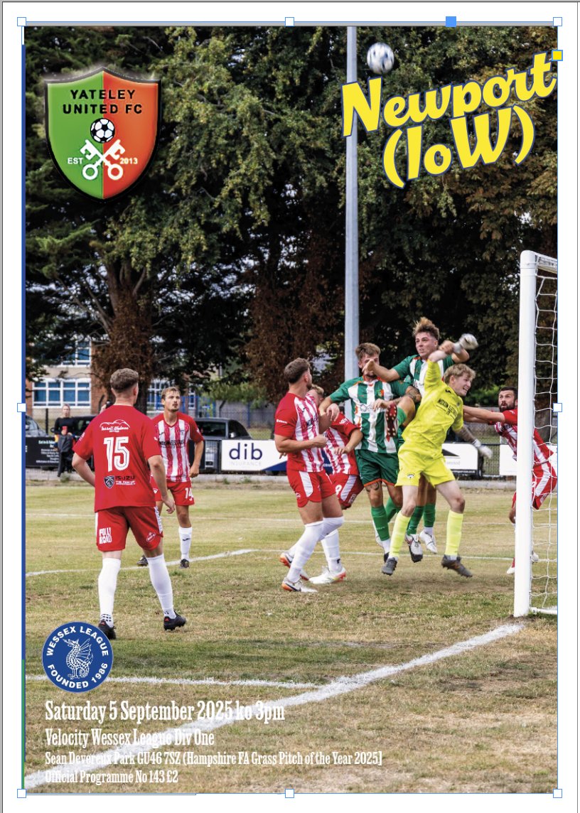 Yateley United vs Newport (IoW)  6 September Wessex League Div 1, 24pp, matchday prog, £2, with 67 photos from Kintbury Rangers, Devizes Town &amp; Brockenhurst games