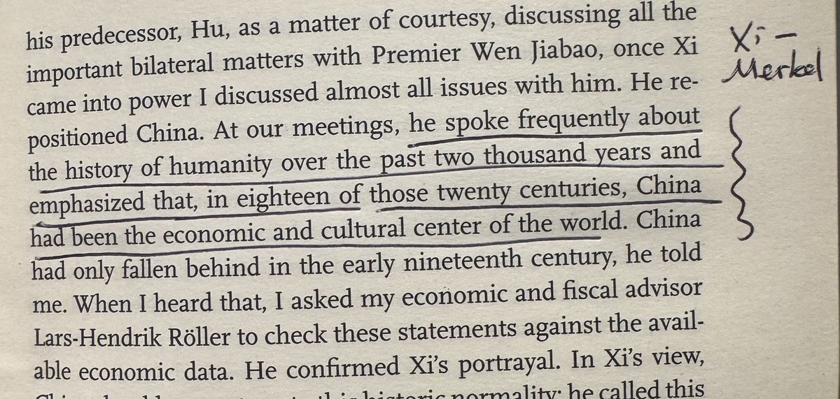 Merkel recounts her meetings with Xi.