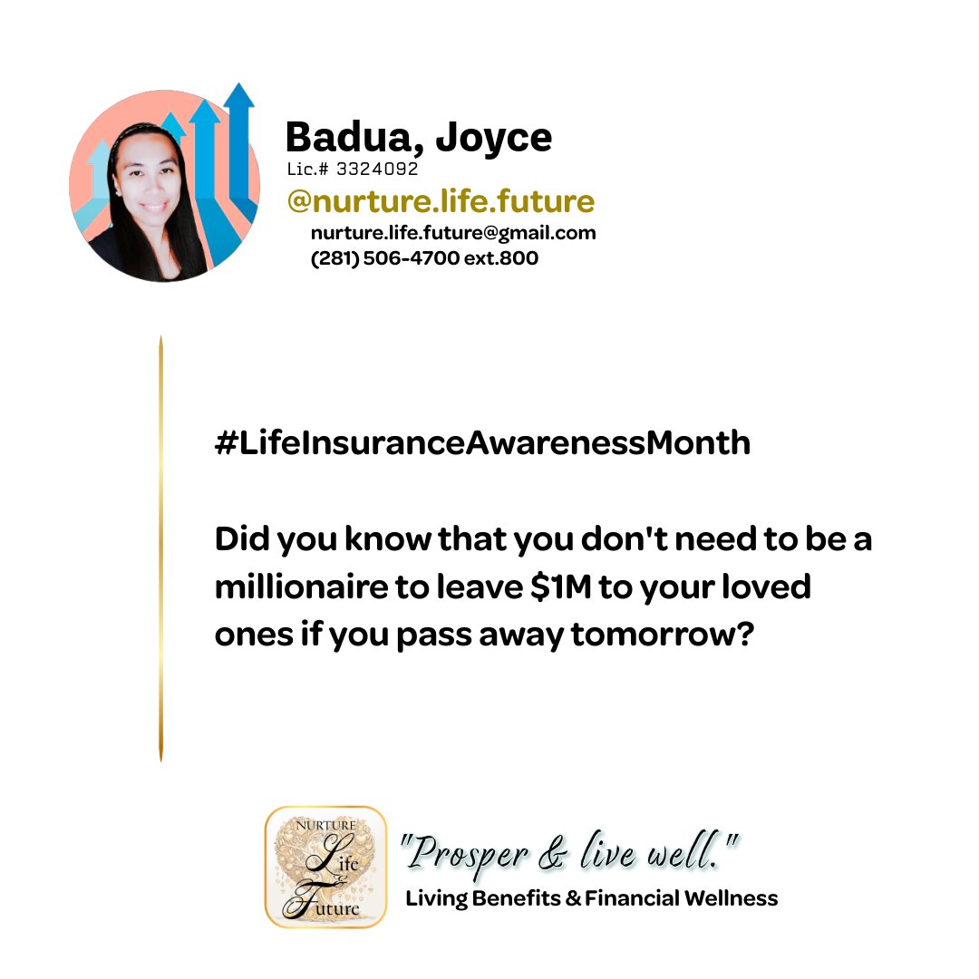 Who said you need to be #Millionaire to #afford leaving $1M to your #loved_ones should you #pass_away tomorrow?

#LifeInsuranceAwarenessMonth
#LifeInsurance 
#BeWiseChooseRight
#BeLovingChooseLife
#StartPlanningNow
#StartNow

Plan with me: forms.gle/KKCrXoofT4zUXM…