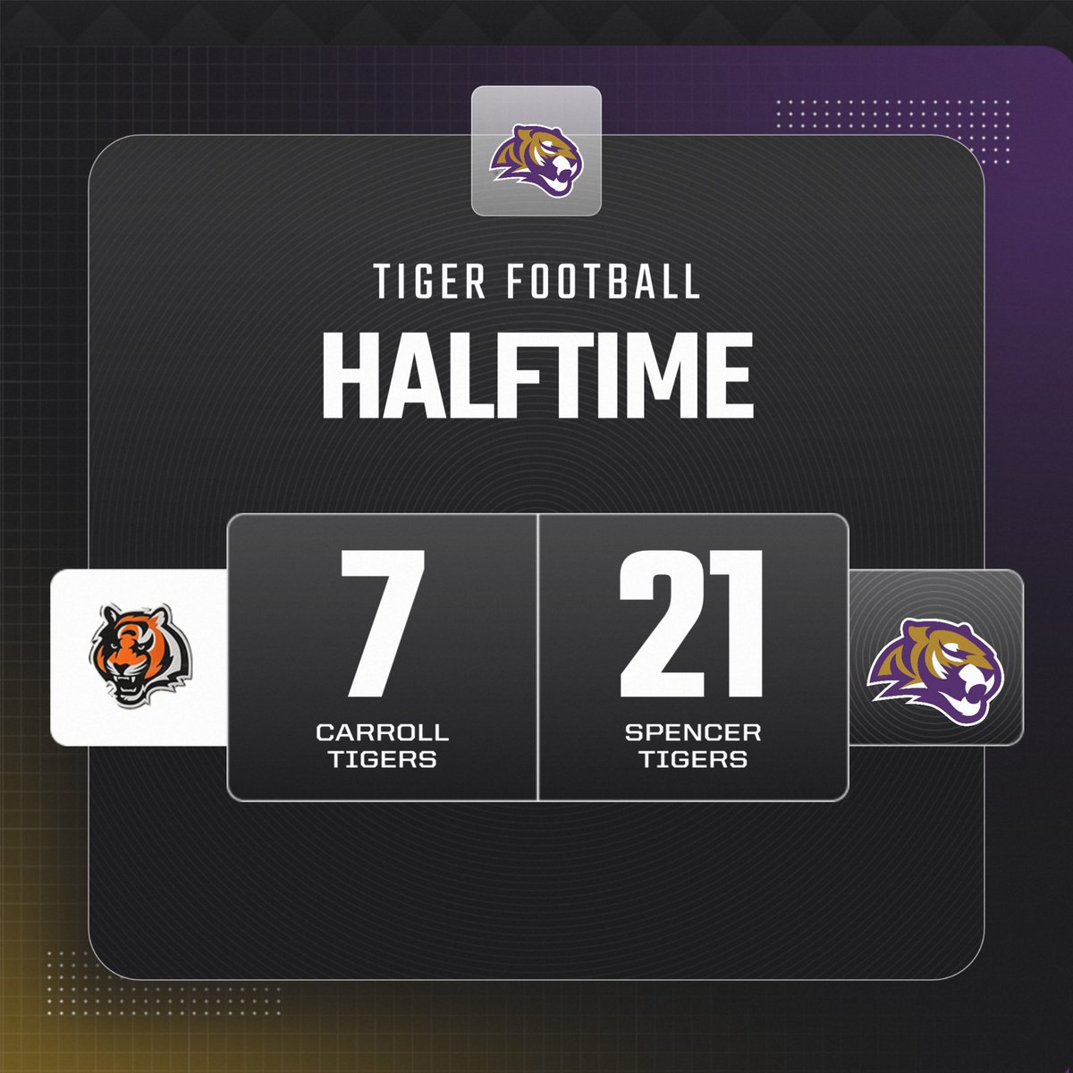 Score at Halftime from Carroll! #TigerPride
