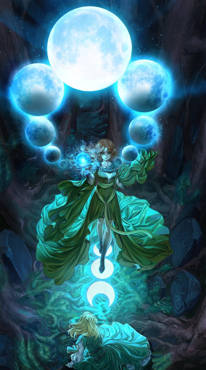 “How unfortunate,” she spoke with a cold ethereal tone “a fate doomed to fade.”  She approached, silver disks waxing and waning below her feet, whilst the silvery glow of all fates danced in her palm.

“Show me how long you can burn before your light fizzles to naught.”