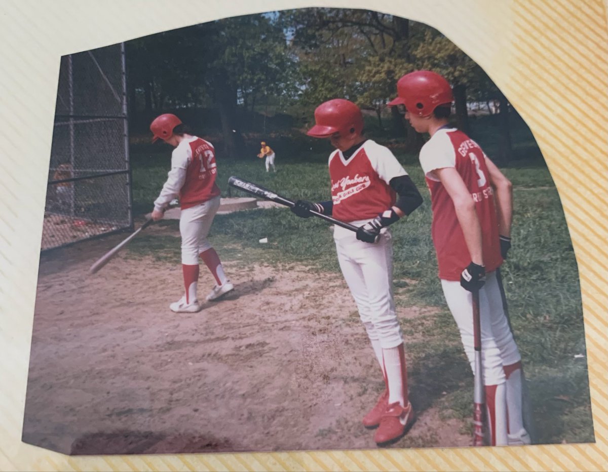 Me in the middle, 89-90 Rickey style stirrups, red Nike cleats, Mizuno batting gloves, Yankees wristbands, hat under the helmet. 

What a time to be a kid⚾️

<a href="/EastYonkers/">East Yonkers</a>