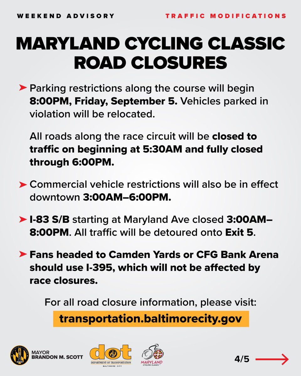 Baltimore. Here’s everything you need to know about special events and traffic modifications happening downtown this weekend.