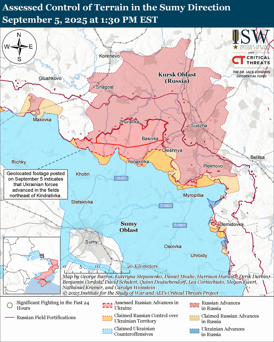 TheStudyofWar's tweet photo. NEW: Russian President Vladimir Putin rejected the legitimacy of Ukrainian President Volodymyr Zelensky and said that it is impossible to conclude a peace agreement with the current Ukrainian government, effectively eliminating the possibility of serious peace negotiations. More ⬇️ 

Putin said on September 5 at the Eastern Economic Forum that he "do[es] not see much point" in negotiating with Ukraine as it will be "impossible" to reach an agreement with Ukraine.

Putin falsely claimed that even if Russia and Ukraine conclude a peace agreement, Ukraine must lift martial law and hold presidential elections ahead of a national referendum to codify the agreement, and that the Ukrainian Constitutional Court must then make a decision on the referendum.

Putin claimed that Ukraine lacks the "political will" to make an agreement at all, however, and that the Ukrainian Constitutional Court is non-functional as Zelensky is still in power, effectively reiterating his false claims that Zelensky and the current Ukrainian government are illegitimate. Putin and other Kremlin officials have repeatedly rejected the legitimacy of Zelensky and his government, deliberately misreading the Ukrainian constitution.

Putin’s statement is part of his continued effort to portray Zelensky and other Ukrainian officials as partners with whom Russia cannot negotiate or sign a final peace agreement.

ISW has long assessed that Putin is not interested in meaningful negotiations to end the war and instead sought to delay or prolong negotiations, and his September 5 statements are now attempting to justify Russia's refusal to negotiate at all.

non-functional