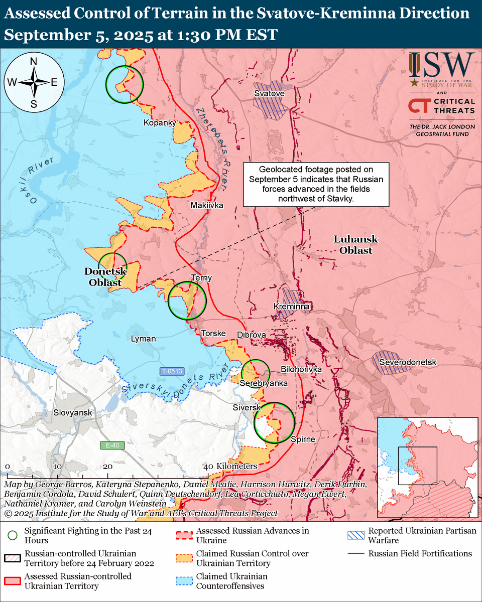 TheStudyofWar's tweet photo. NEW: Russian President Vladimir Putin rejected the legitimacy of Ukrainian President Volodymyr Zelensky and said that it is impossible to conclude a peace agreement with the current Ukrainian government, effectively eliminating the possibility of serious peace negotiations. More ⬇️ 

Putin said on September 5 at the Eastern Economic Forum that he "do[es] not see much point" in negotiating with Ukraine as it will be "impossible" to reach an agreement with Ukraine.

Putin falsely claimed that even if Russia and Ukraine conclude a peace agreement, Ukraine must lift martial law and hold presidential elections ahead of a national referendum to codify the agreement, and that the Ukrainian Constitutional Court must then make a decision on the referendum.

Putin claimed that Ukraine lacks the "political will" to make an agreement at all, however, and that the Ukrainian Constitutional Court is non-functional as Zelensky is still in power, effectively reiterating his false claims that Zelensky and the current Ukrainian government are illegitimate. Putin and other Kremlin officials have repeatedly rejected the legitimacy of Zelensky and his government, deliberately misreading the Ukrainian constitution.

Putin’s statement is part of his continued effort to portray Zelensky and other Ukrainian officials as partners with whom Russia cannot negotiate or sign a final peace agreement.

ISW has long assessed that Putin is not interested in meaningful negotiations to end the war and instead sought to delay or prolong negotiations, and his September 5 statements are now attempting to justify Russia's refusal to negotiate at all.

non-functional