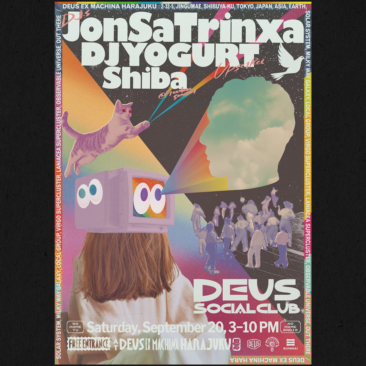 🌞Jon Sa Trinxa Japan Tour 2025🌞

イビサの伝説DJ、ジョン・サ・トリンサ
9/20(日)デウス原宿に登場！
太陽と海、音楽に満ちたバレアリックの魔法が、ついにデウス原宿に🌴

一緒に音を紡ぐのは
🎧Shiba（Freedom Sunset）
🎧DJ Yogurt（Upset Rec）

詳細→instagram.com/p/DONi3xlkUtQ/…