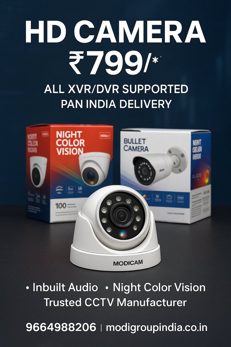 ahm_modi's tweet image. 🚨Limited Offer!
Get Color Night Vision CCTV Camera with Inbuilt Audio –just ₹799/- 🎥🔒
👀Clear footage even in darkness
🎤Two-way audio communication
🏠Perfect for home/office/shop security
📞Call: 9664988206
#CCTV #NightVisionCamera #HomeSecurity #AffordableCCTV #Surveillance