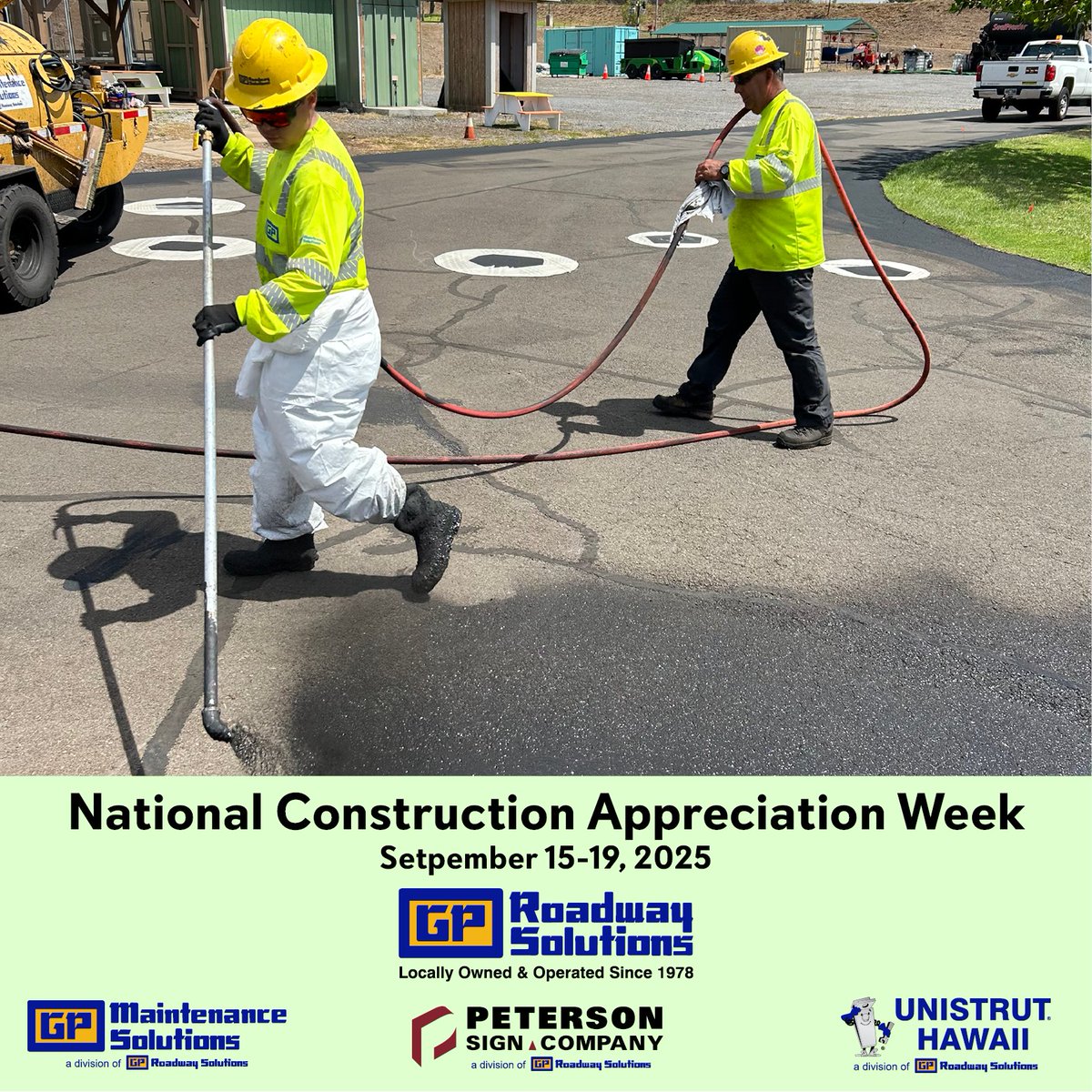 Fresh sealcoat! Our G P Maintenance Solutions technicians were hard at work on Maui, preserving pavement and extending the life of roads. Sealcoating is a vital part of maintenance — we’re proud to help facility owners protect their investment #ConstructionAppreciationWeek