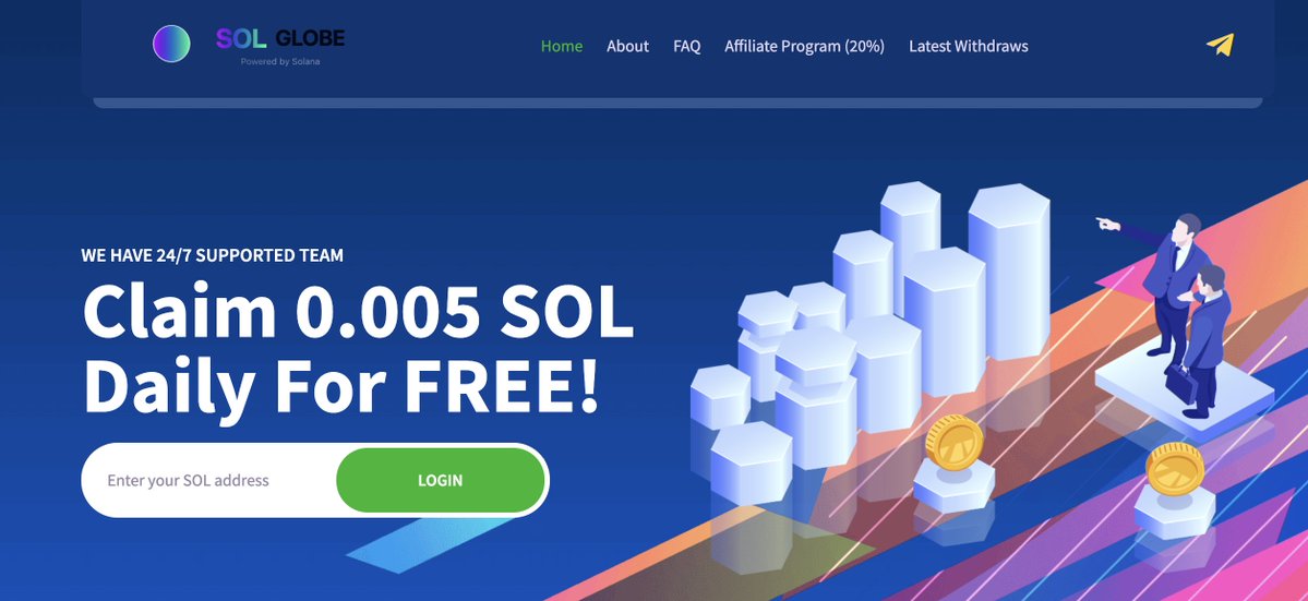 solglobefaucet's tweet image. We&apos;re finally launched! 🚀

We are announcing giveaway!
20 people will win 0.01 sol

All you have to do is

🔹share this post
🔹comment your solana address
🔹tag 4 friends

___
solglobe.io receive 0.005 sol for free daily

Join our Telegram group
@solglobeio