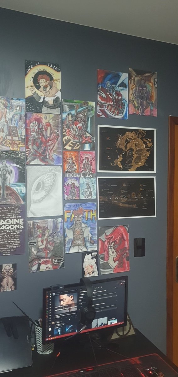 AronAthron's tweet photo. Hey guys, have I shown you the drawings on my wall? If anyone like the idea, I'm gonna make a thread with all of them https://t.co/8W9beo85P9