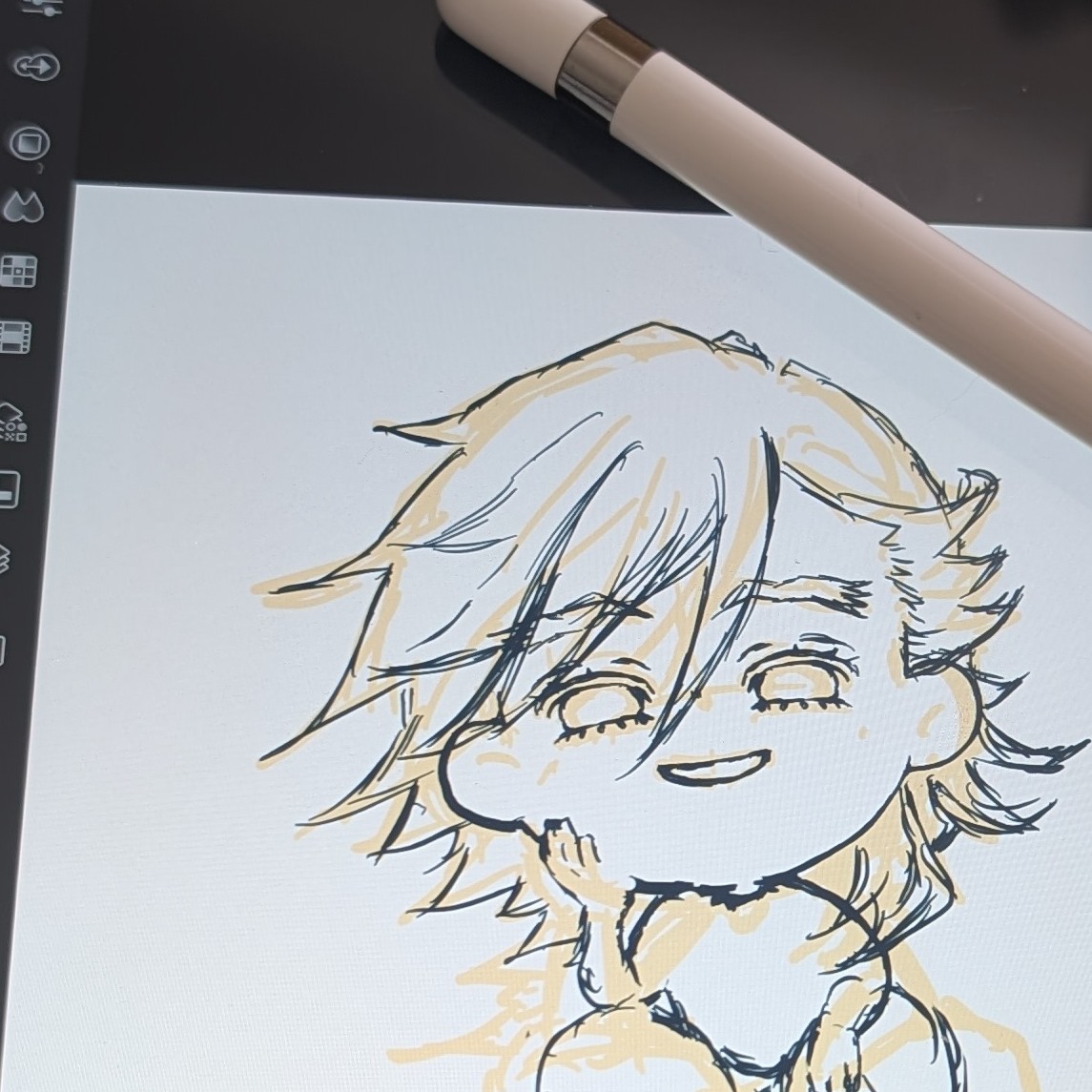 自分の描くちびキャラさ、結構好き⁽⁠⁽⁠ଘ⁠(⁠ ⁠ˊ⁠ᵕ⁠ˋ⁠ ⁠)⁠ଓ⁠⁾⁠⁾
顔丸すぎたりするのかなー。描き方模索
#rkgk #描いてる途中