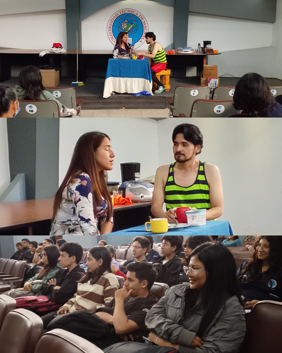 🎭 Con una destacada puesta en escena teatral, la Dirección de Bienestar Universitario, Arte y Cultura cerró el Mes de las Artes este miércoles 3 de septiembre, en cumplimiento de la agenda cultural de agosto.
#UTMACH #ArteyCulturaParaTodos #BienestarUTMACH