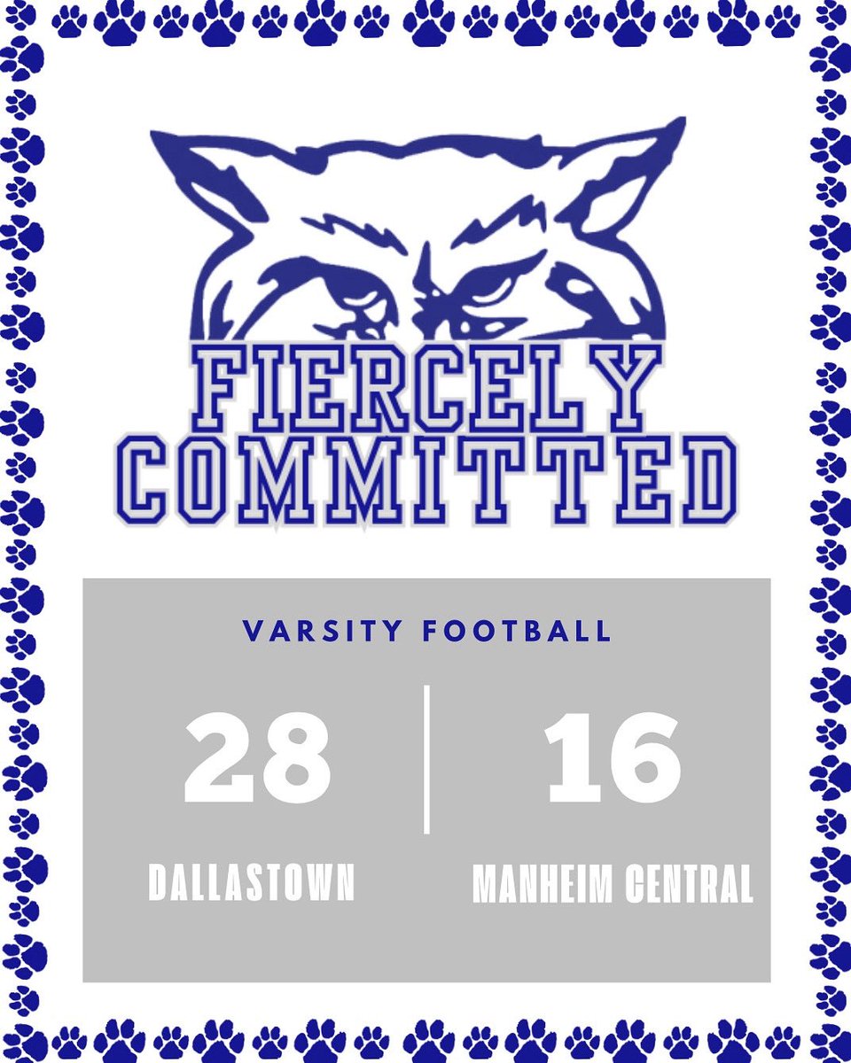 DtownWildcats's tweet photo. Final score from Dallastown at Manheim Central. Wildcats improve to 2-1 on the season. Great team effort!! https://t.co/jgA65QafTl