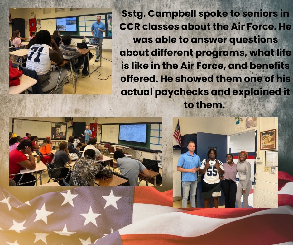 Sstg. Campbell came to talk with seniors today!