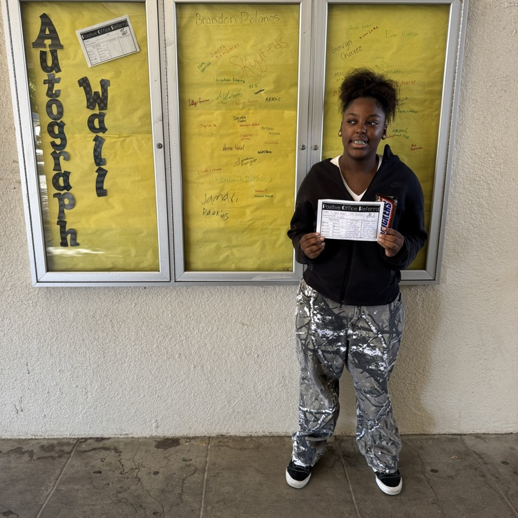 Congratulations Te'yana on your Positive Office Referral! Keep showing up like a superstar! #ehmsbobcats!