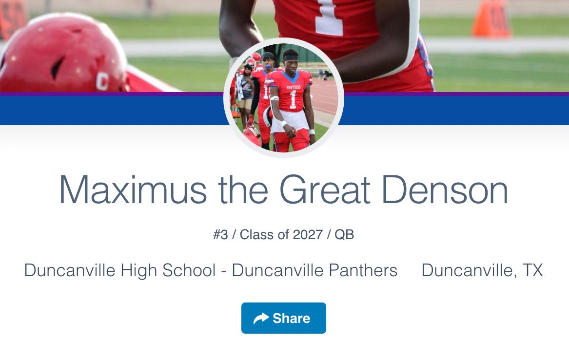 PTNetherton's tweet photo. Arguably the best name I’ve ever seen in HS football…the starting QB for Duncanville, TX https://t.co/IwxvcLnaJO