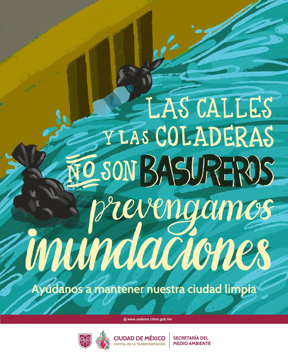 Mantener nuestras calles y drenajes limpios en época de lluvias es fundamental para prevenir inundaciones.

¡Deposita la basura en su lugar! No la arrojes en espacios públicos, alcantarillas, barrancas y ríos.