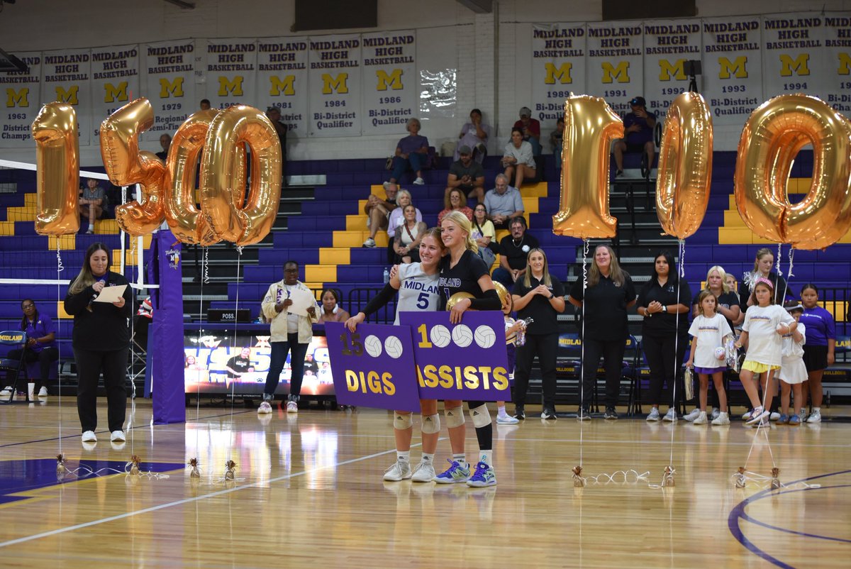 We’re so unbelievably proud of Mabry and Lillian! Congratulations to them both for reaching these milestones. 
Mabry- 1500 Digs! 🔥
Lillian- 1000 Assists! 🔥

Keep doing work! 💛💜💪🏼
<a href="/AthleticsMISD/">Midland ISD Athletics</a> <a href="/Wesley_A_Torres/">Wes Torres</a> <a href="/DrSDHoward/">Dr. Stephanie Howard</a> <a href="/amlopez4/">Amanda Lopez</a> <a href="/a_acosta_jr/">Alfred Acosta Jr</a>